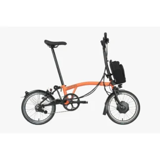 Brompton Electric C-Line Mid Bar Folding Bike Cloud 2023 Fire Coral