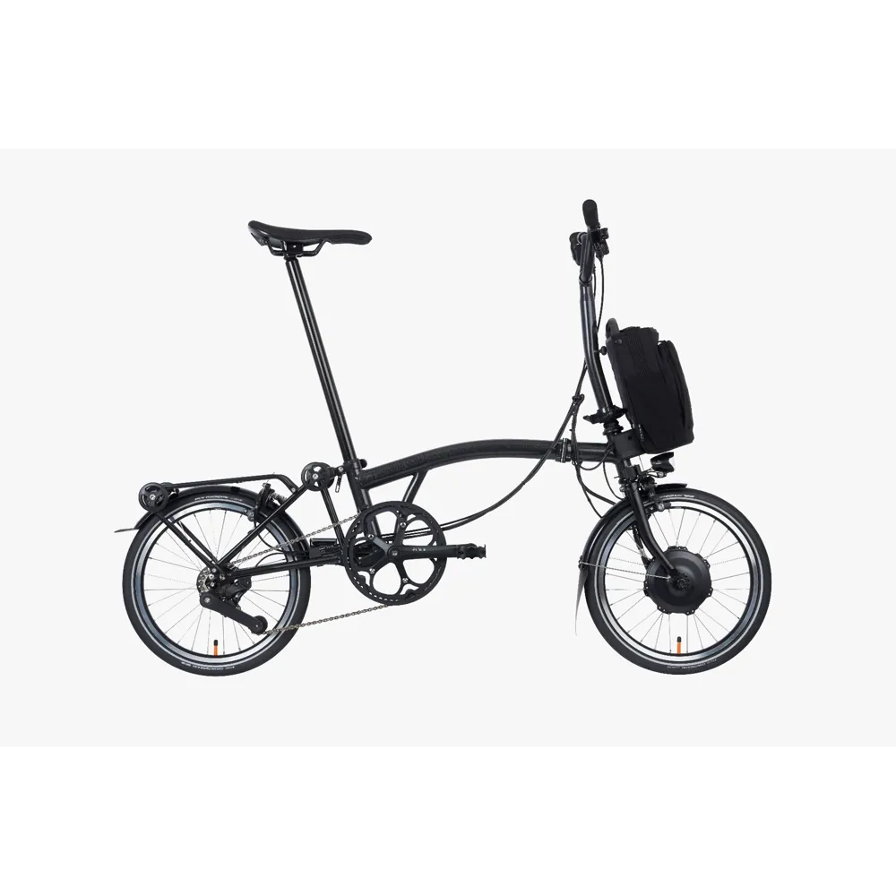 Brompton Electric P-line Urban Mid Bar Folding Bike With rack 2023 Midnight Black