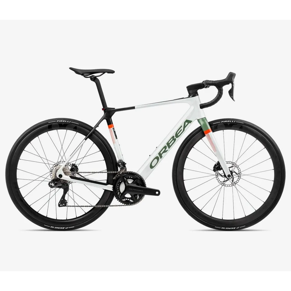 Orbea Gain M20i Electric Road Bike 2023 White Chic/Metallic Green Artichoke