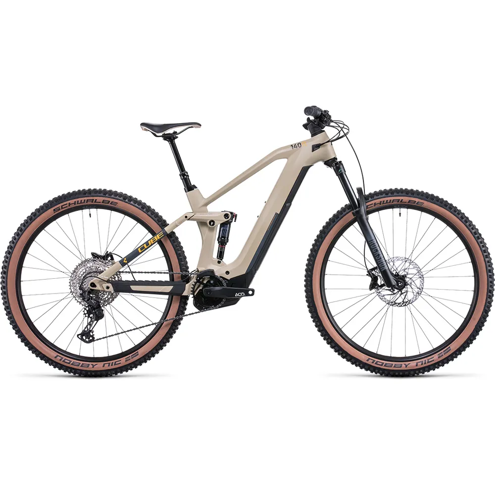 Cube Stereo Hybrid 140 HPC Race 625 Electric Mountain Bike Desert/Orange